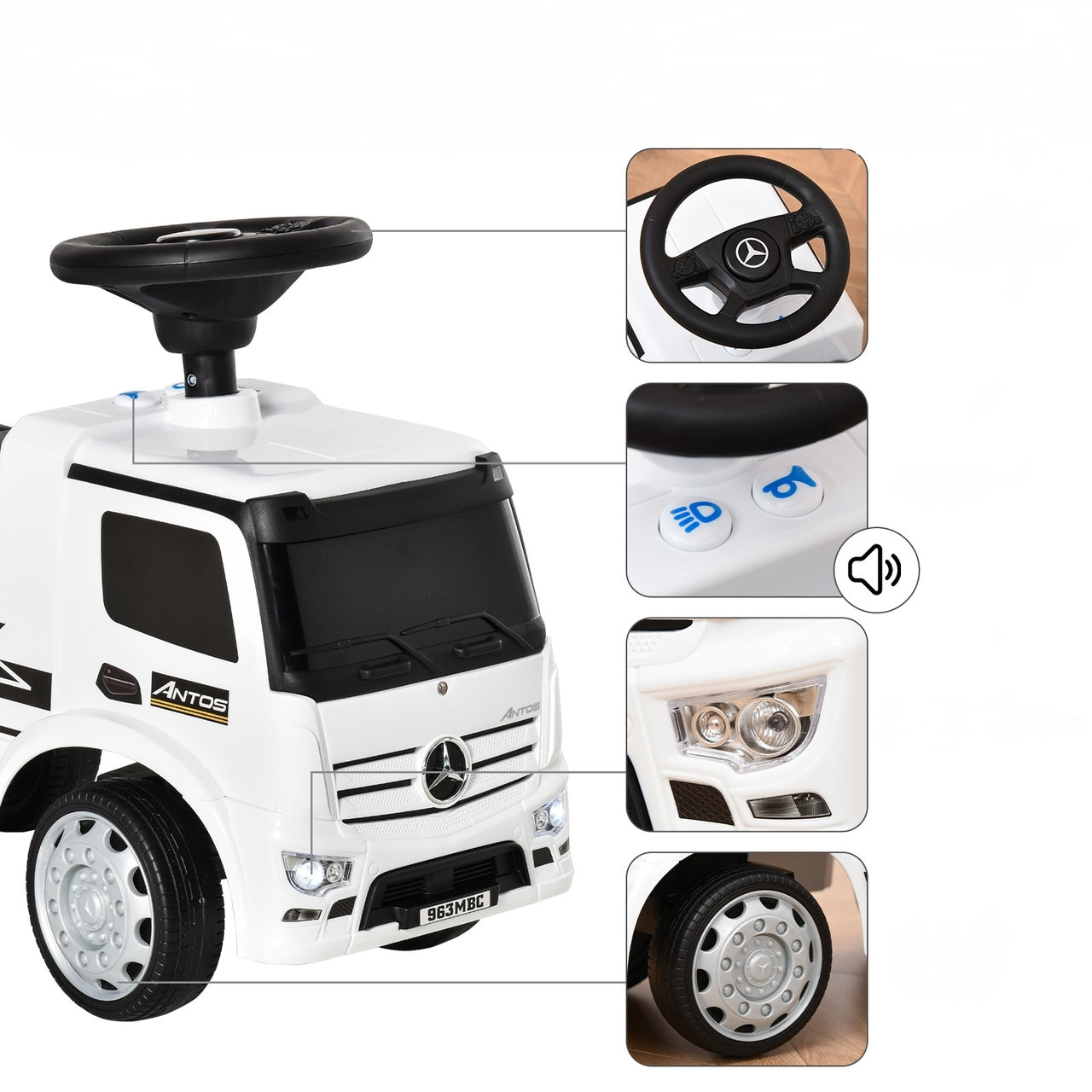 Loopauto vrachtwagen vanaf 1 jaar – Witte loopwagen met stuur