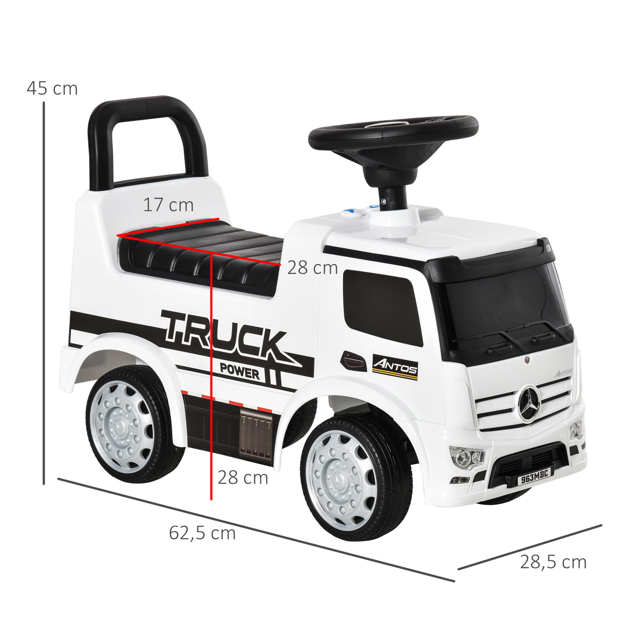 Loopauto vrachtwagen vanaf 1 jaar – Witte loopwagen met stuur