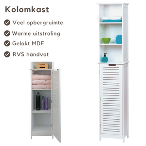 Witte badkamer kolomkast 173x26x35 cm met strak design en handige opbergruimte, praktisch en stijlvol voor elke badkamer