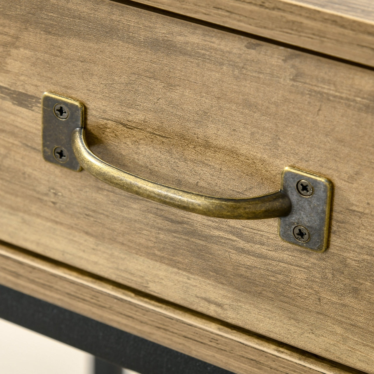 Industriële wandtafel 100x35x77 cm met houtlook blad en metalen frame voor hal of woonkamer | Zenzee