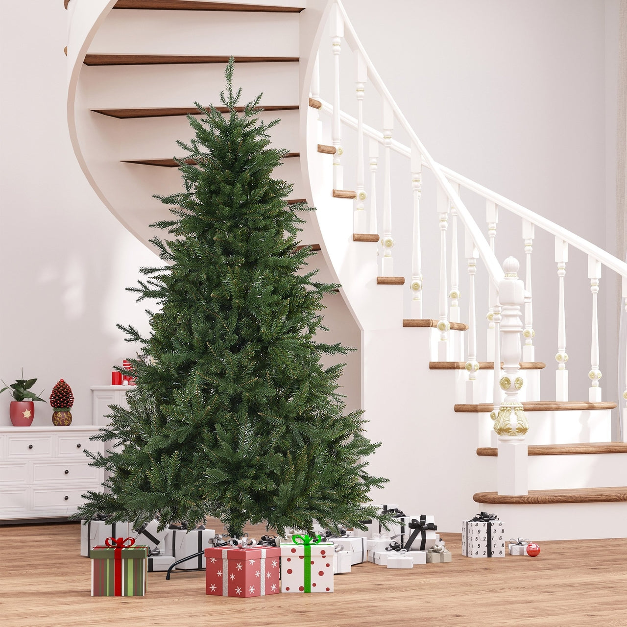 Kunstkerstboom 180 cm met hoogte 180 cm en breedte 115 cm