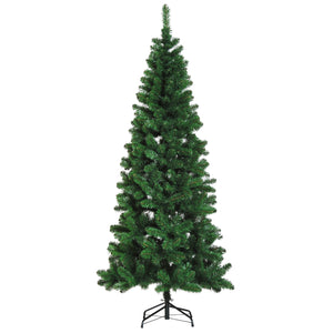 Smalle kunstkerstboom 210 cm groen voor compacte ruimtes met volle kerstuitstraling, dicht en duurzaam design