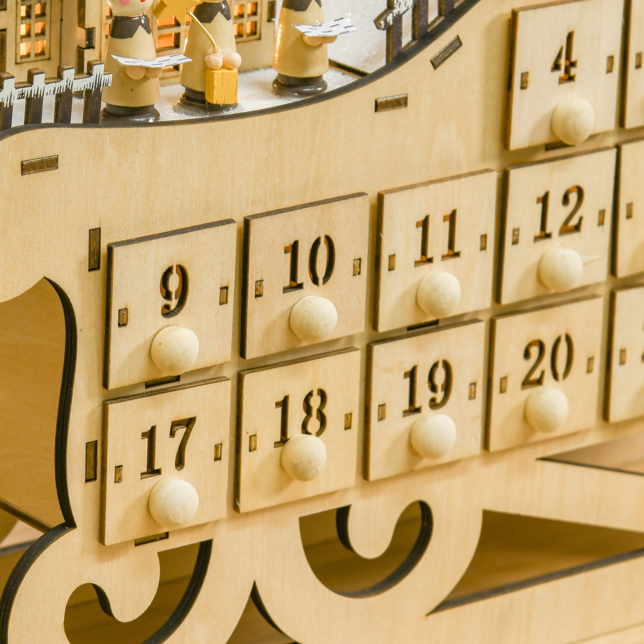 Adventskalender volwassenen hout met LED verlichting 45x10x31 cm