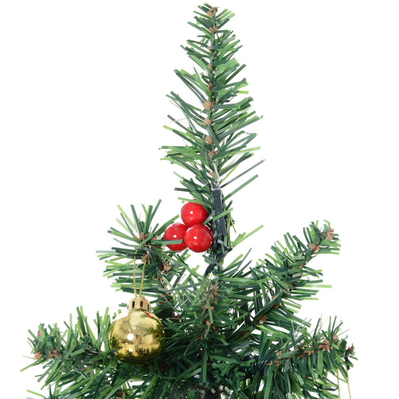 Compacte kunstkerstboom 60 cm met LED-verlichting en kerstballen voor directe kerstsfeer