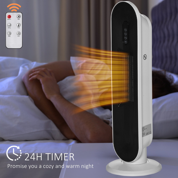 Witte keramische convectorkachel 2000 W met afstandsbediening voor gerichte warmte en gemak
