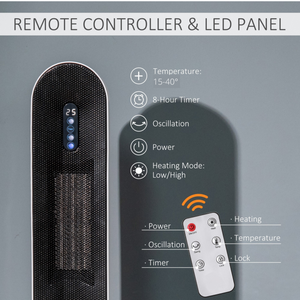 Witte keramische convectorkachel 2000 W met afstandsbediening, LED display en instelbare warmte voor optimaal comfort