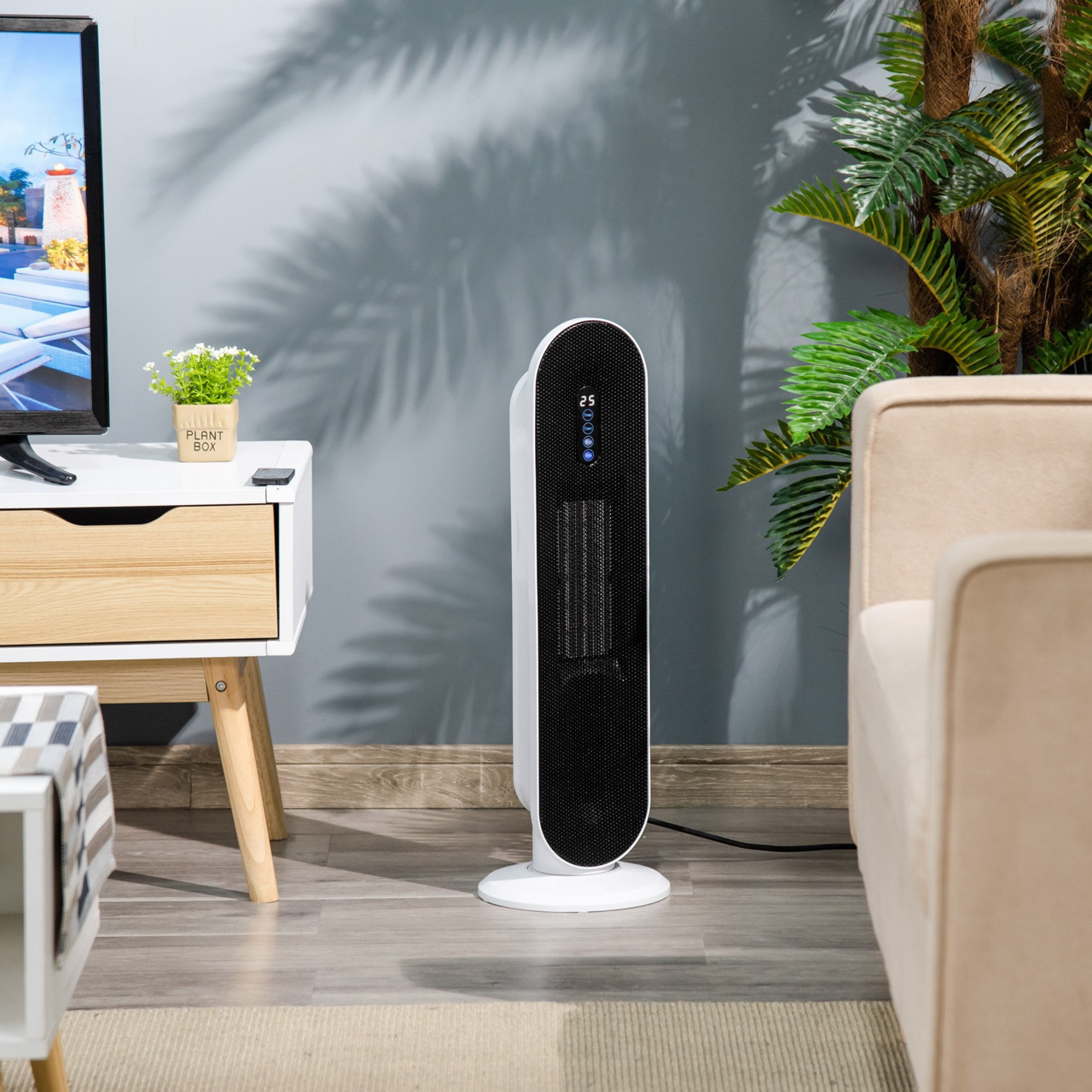 Witte keramische convectorkachel 2000 W met afstandsbediening voor gerichte warmte en gemak
