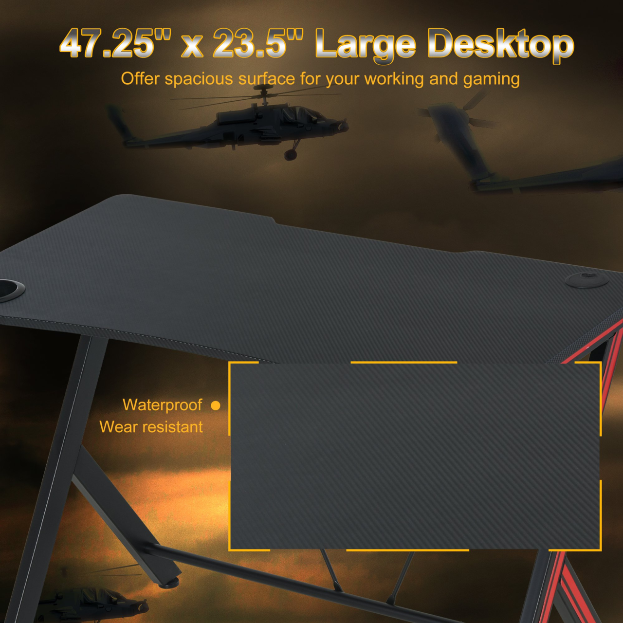 Gaming bureau luxe uitvoering met bekerhouder en headset houder 105 cm