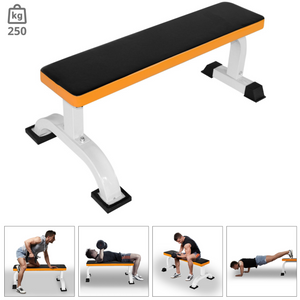 Platte halterbank tot 200 kg – stalen frame met antislipvoeten voor krachttraining en thuisgebruik met extra stevigheid