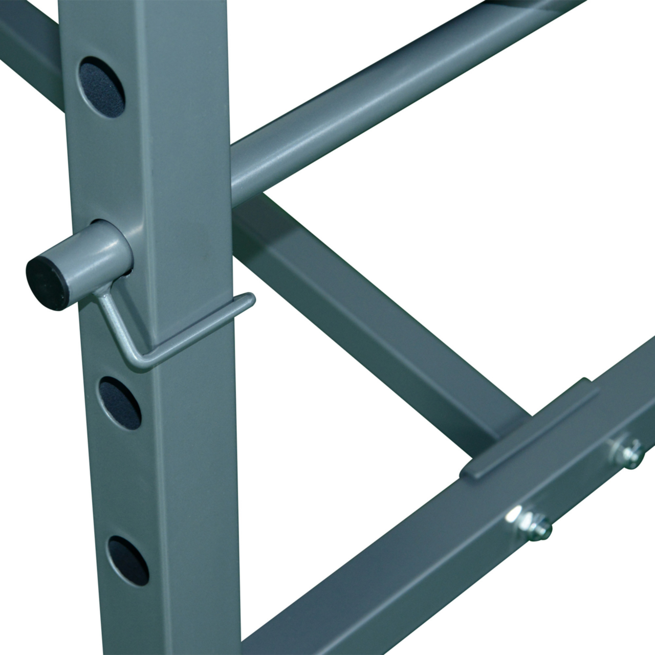 Detail van het verstelmechanisme van de Verstelbare Halterbank met Beencurler – 165×68×114 cm – Zwart