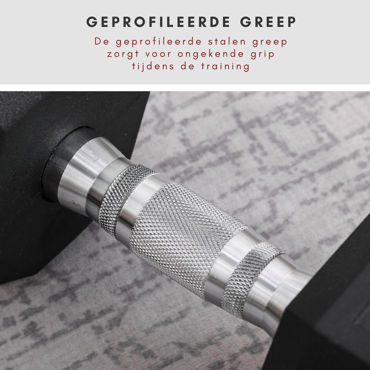 Hexa dumbbell 12,5 kg met duurzame rubberen coating en stalen grip voor stabiele training