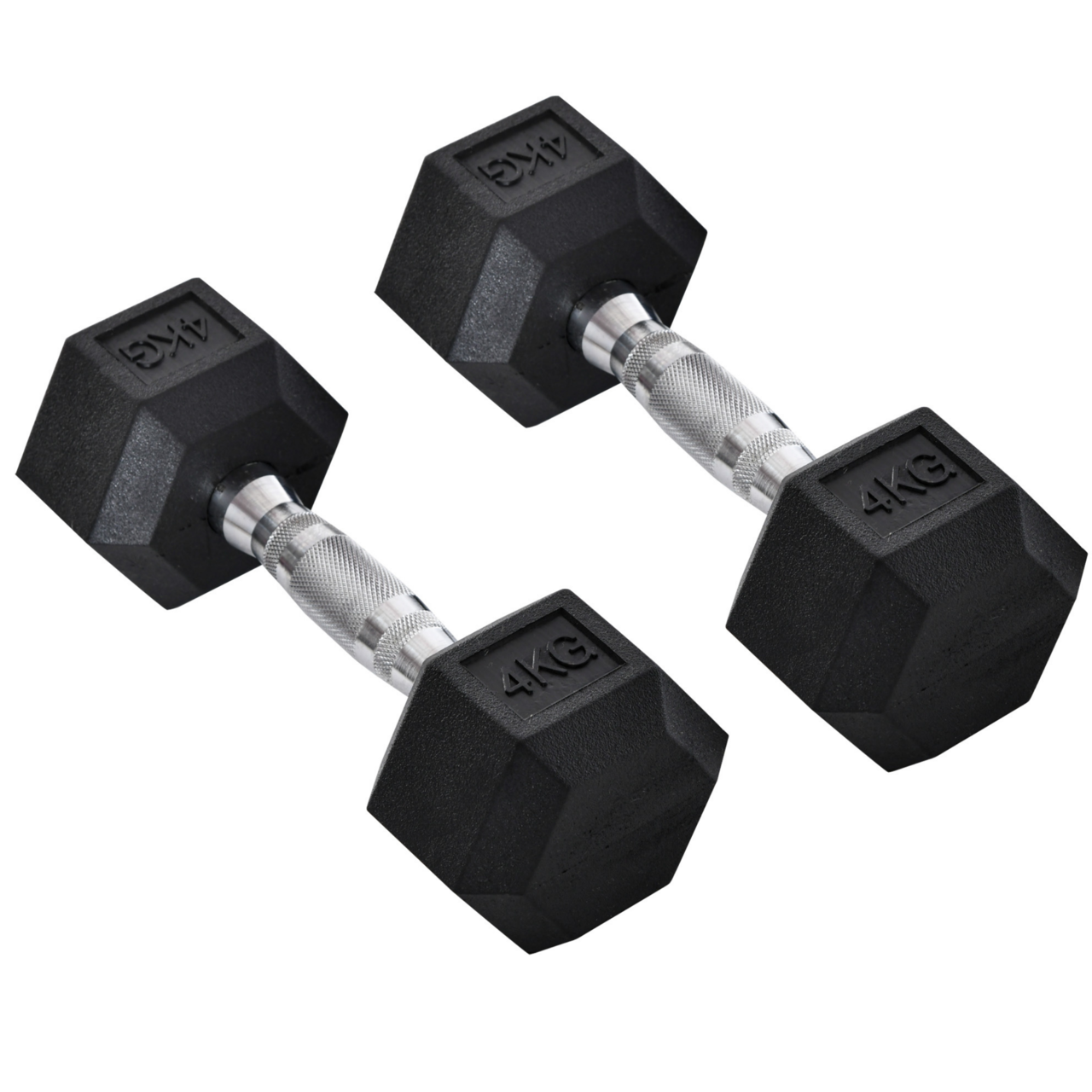 Hexagon dumbbells 2x4 kg rubber voor optimale grip en duurzaamheid bij krachttraining