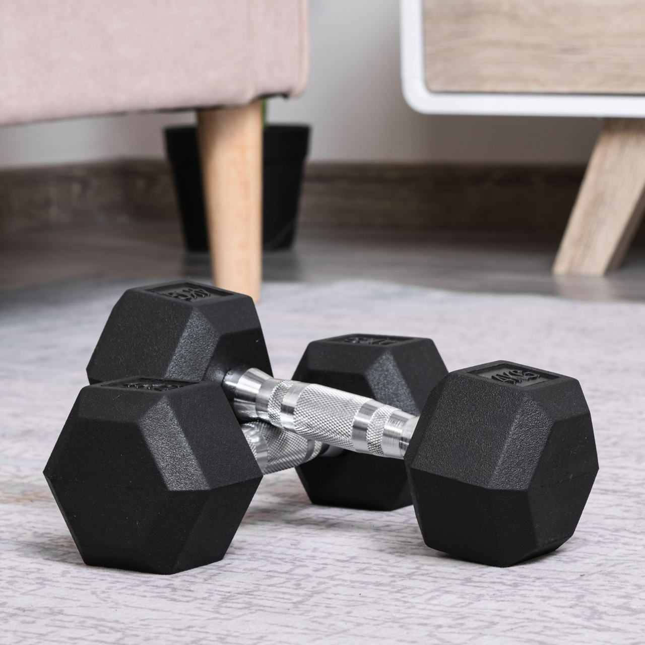 Hexagon dumbbells 2x4 kg rubber voor optimale grip en duurzaamheid bij krachttraining