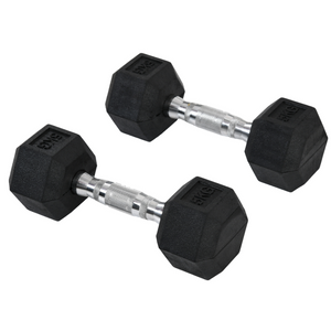Hexagon dumbbells 2x5 kg rubber voor optimale grip en duurzame trainingservaring, stevige fitness gewichten voor thuisgebruik