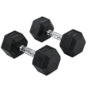 Hexa dumbbell set van 2 x 10 kg – Voor krachttraining & fitness met rubberen coating en stevige metalen handvatten