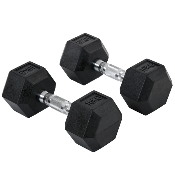 Hexa dumbbell set van 2 x 10 kg – Voor krachttraining & fitness