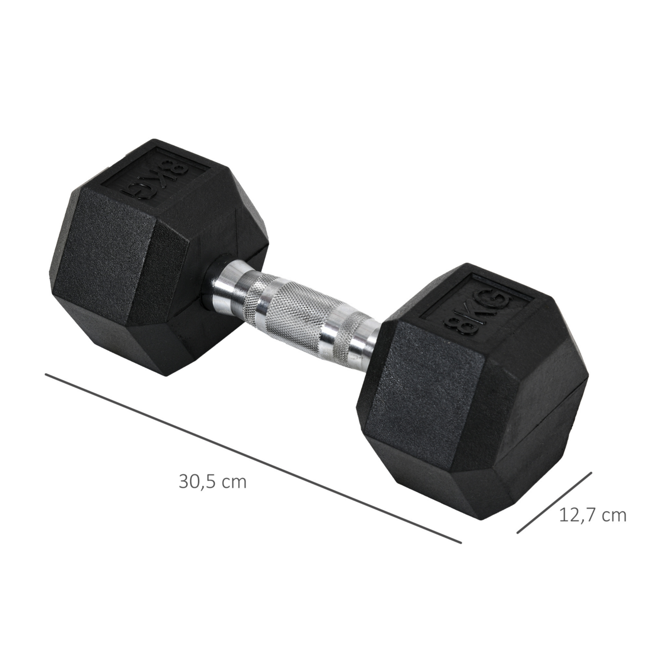 Hexagon dumbbells 2x8 kg rubber voor optimale grip en effectieve krachttraining