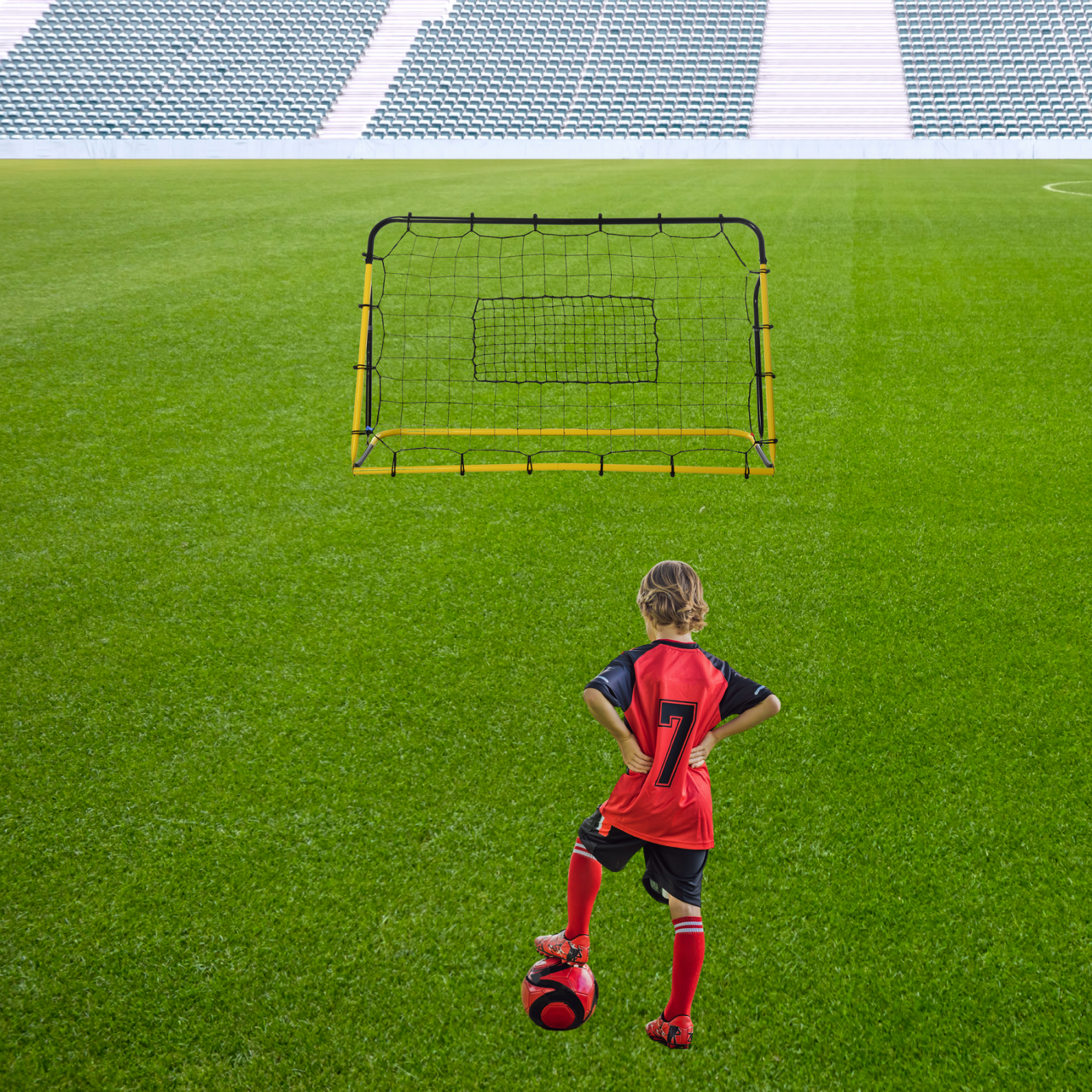 Verstelbare kickback voetbal rebounder 184x123 cm voor betere balcontrole en trainingskwaliteit