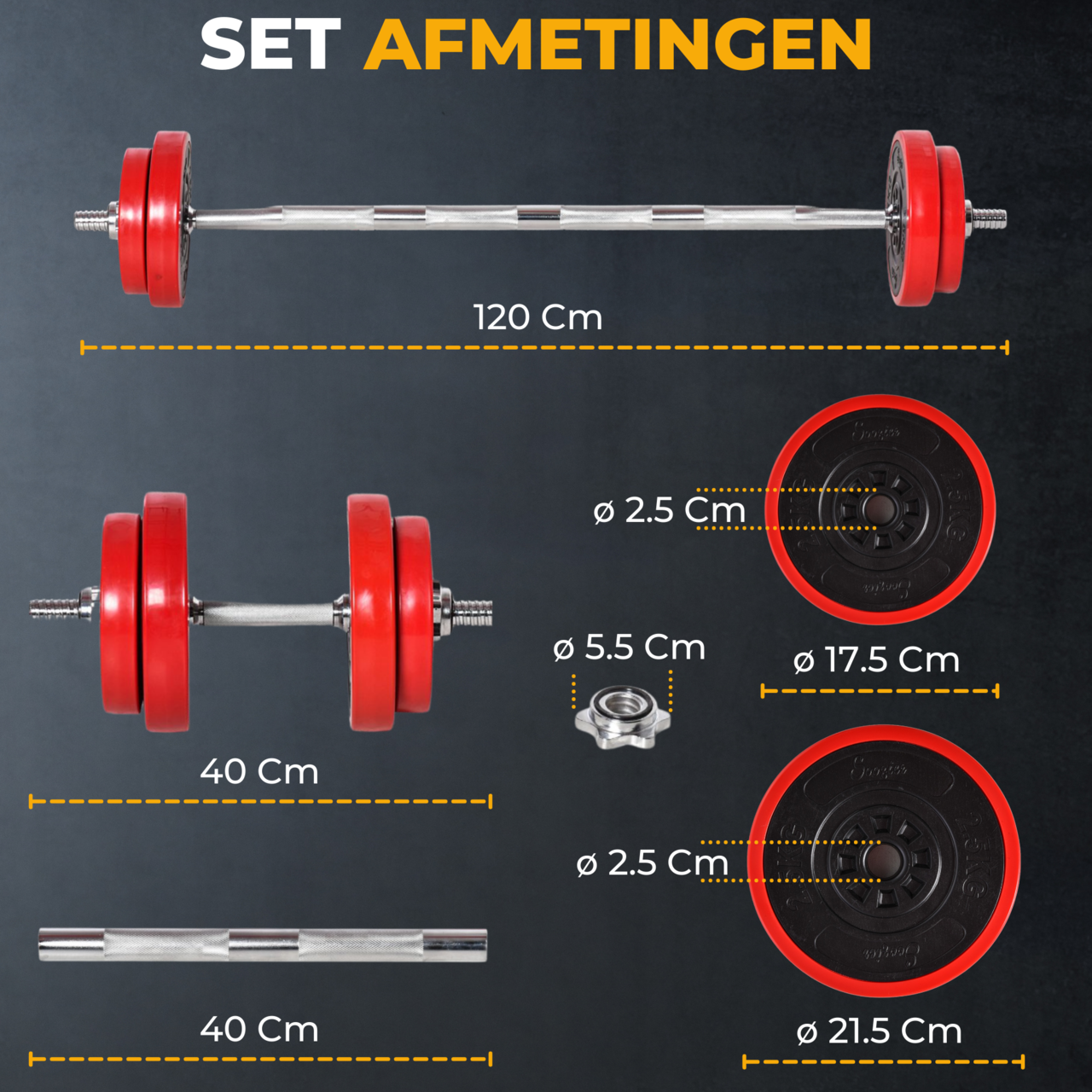 Complete halterset met dumbbells en barbell set – 20 kg voor veelzijdige training