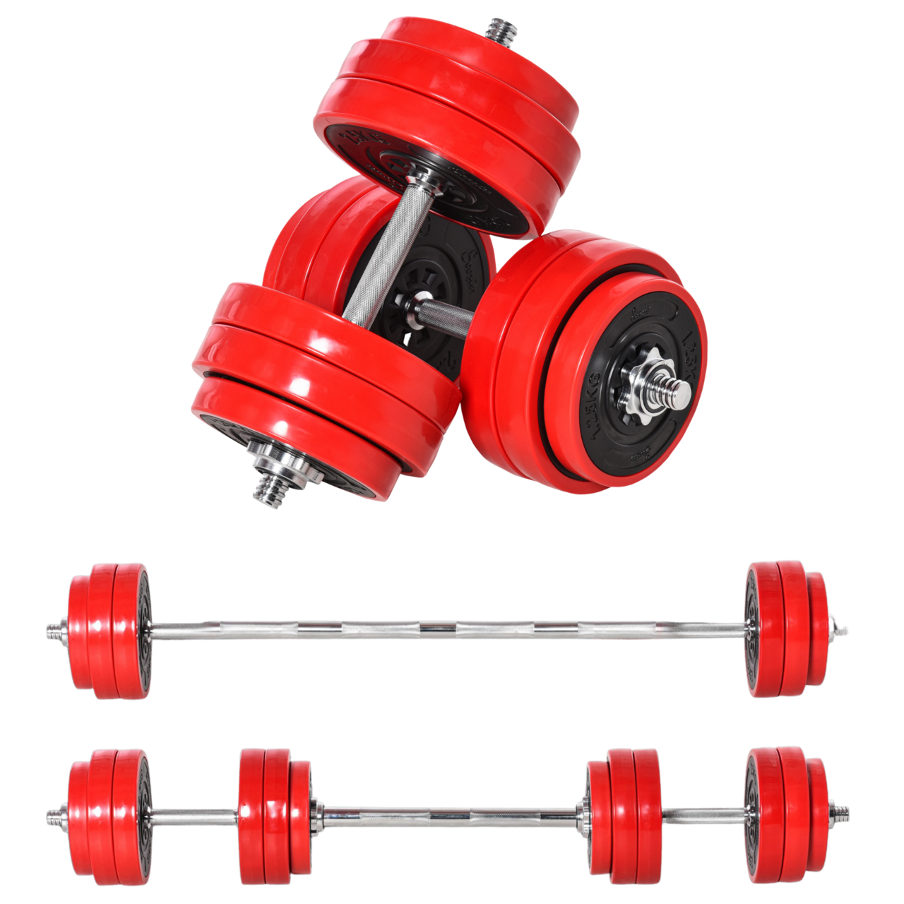 Dumbbell set barbell halter met halterstang en gewichten 30Kg