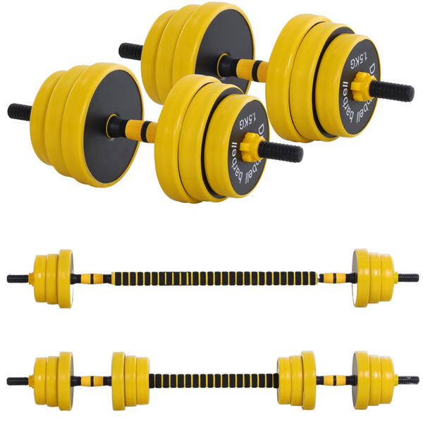 Verstelbare halterset 25kg – dumbbell & barbell in één met antisliphandgreep