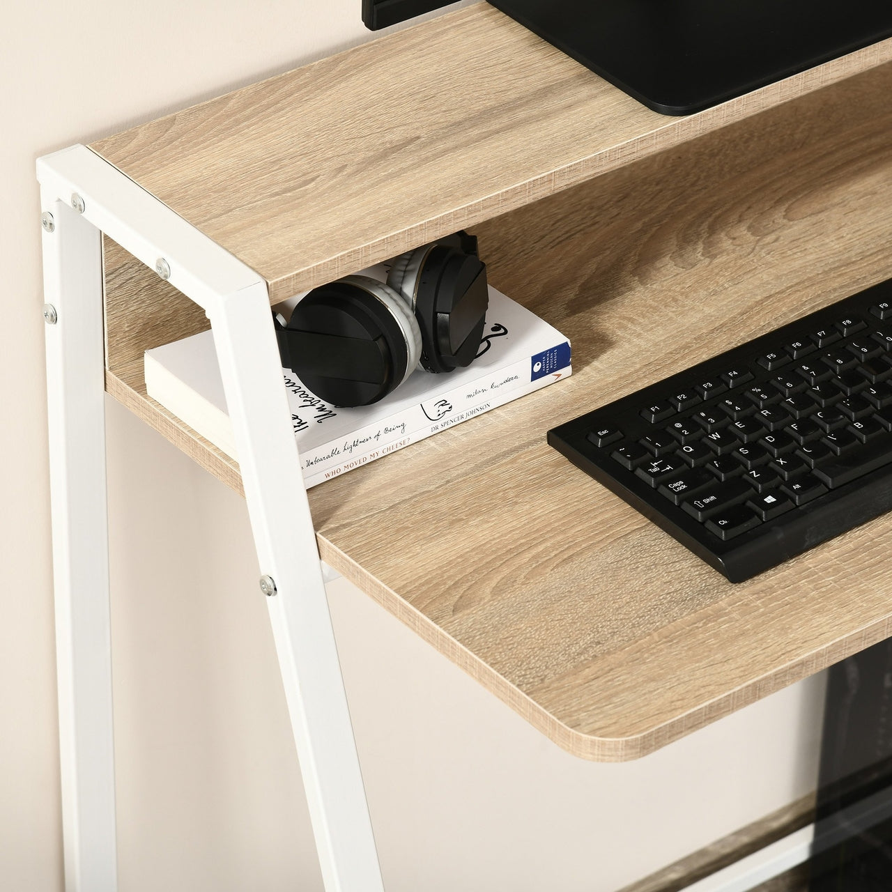Compact bureau 84x45x85 cm wit hout voor functioneel en stijlvol werken in kleine ruimtes
