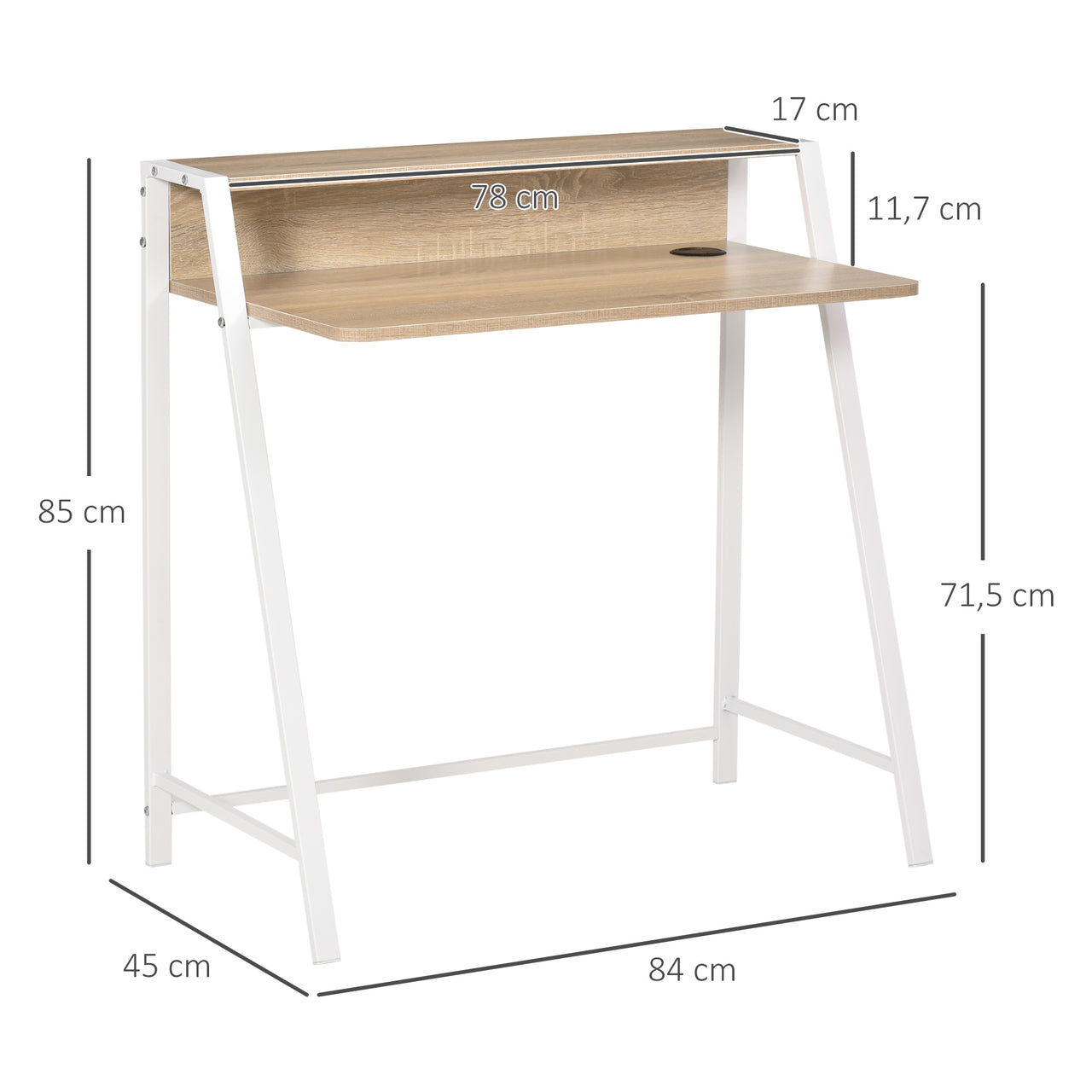 Compact bureau 84x45x85 cm wit hout voor functioneel en stijlvol werken in kleine ruimtes