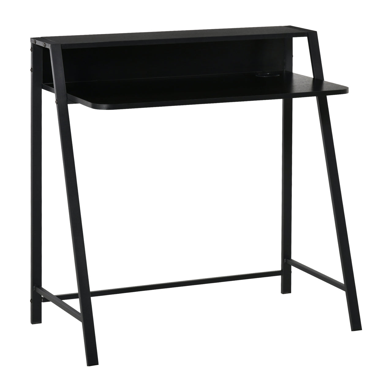 Compact bureau 84x45x85 cm wit en zwart met strak design voor optimaal ruimtegebruik
