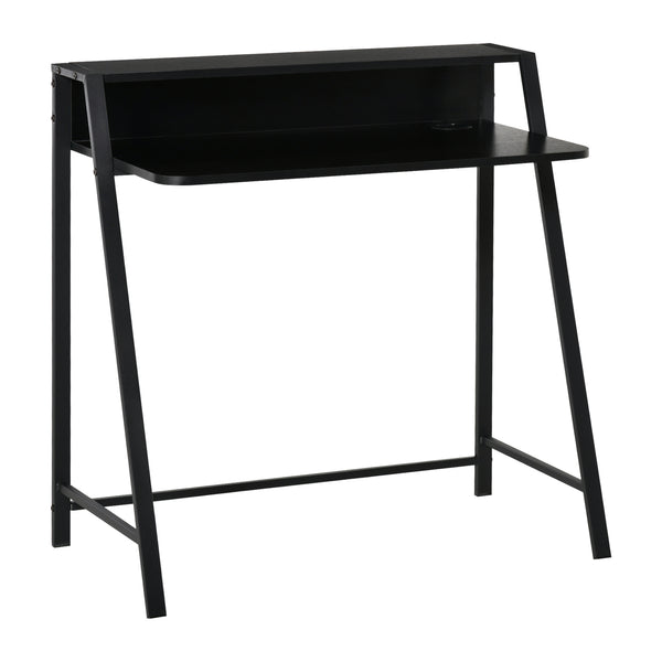 Compact bureau 84x45x85 cm wit en zwart met strak design voor optimaal ruimtegebruik