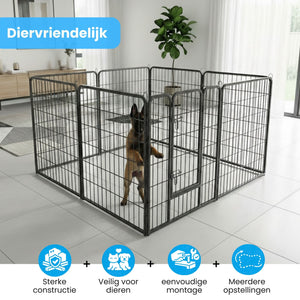 Ruime stalen puppyren van 100 cm hoog XXL – ideaal als ruime hondenren of kennel | Zenzee met stevige constructie en veilig ontwerp
