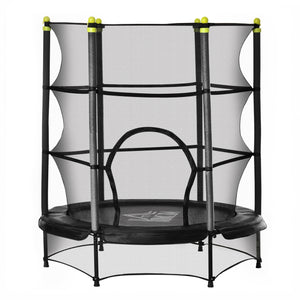 Kindertrampoline trampoline met veiligheidsnet zwart Ø140 cm buitenspeelgoed – veilig en stevig zonder metalen veren voor kinderen