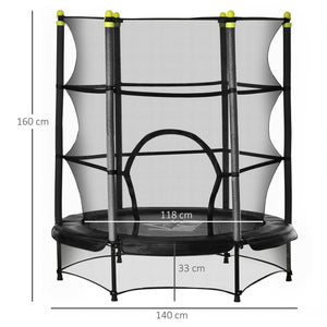 Kindertrampoline trampoline met veiligheidsnet zwart Ø140 cm buitenspeelgoed – veilig springen door stevig net en frame