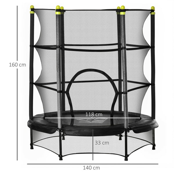 Kindertrampoline trampoline met veiligheidsnet zwart Ø140 cm buitenspeelgoed