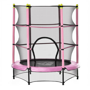 Kindertrampoline trampoline met veiligheidsnet roze Ø140 cm buitenspeelgoed – veilig springplezier zonder metalen veren