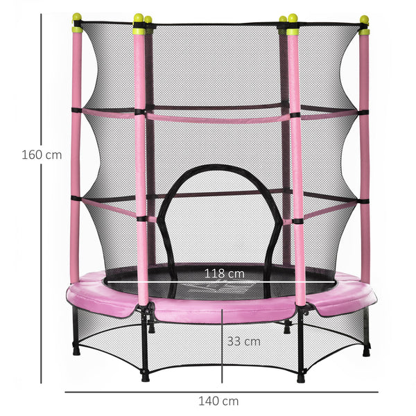 Kindertrampoline trampoline met veiligheidsnet roze Ø140 cm buitenspeelgoed