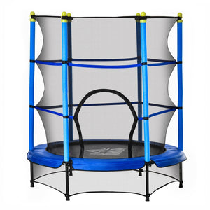 Kindertrampoline trampoline met veiligheidsnet blauw Ø140 cm buitenspeelgoed stevig frame en veilig springen voor kinderen