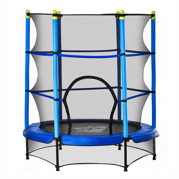 Kindertrampoline trampoline met veiligheidsnet blauw Ø140 cm buitenspeelgoed