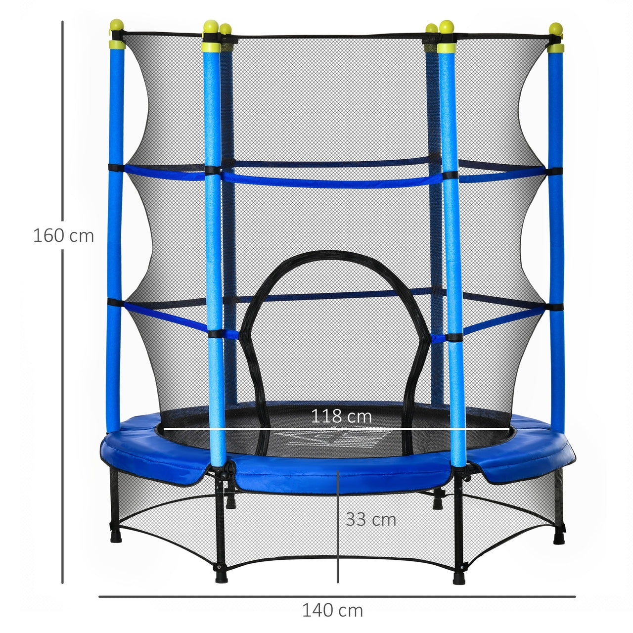 Kindertrampoline trampoline met veiligheidsnet blauw Ø140 cm buitenspeelgoed