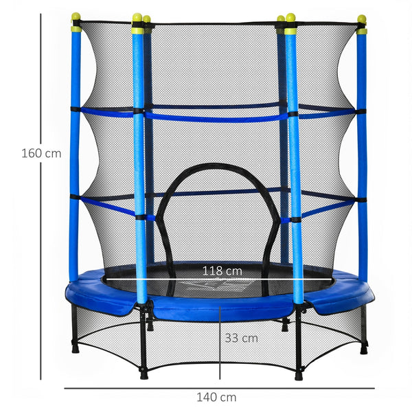 Kindertrampoline trampoline met veiligheidsnet blauw Ø140 cm buitenspeelgoed