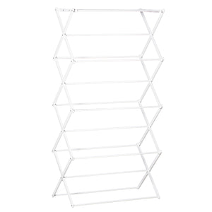 Ruimtebesparend droogtoren wasrek wit 74x35x144 cm voor eenvoudig drogen met 8 lagen en praktische opvouwfunctie