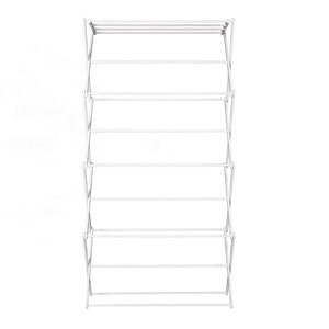 Ruimtebesparend droogtoren wasrek wit 74x35x144 cm met 8 lagen voor eenvoudig en overzichtelijk drogen van kleding