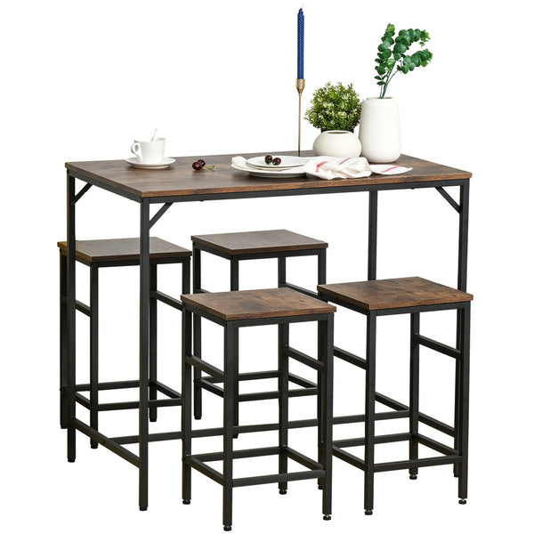 Bartafel met 4 barstoelen vintage industrieel design voor eetkamer