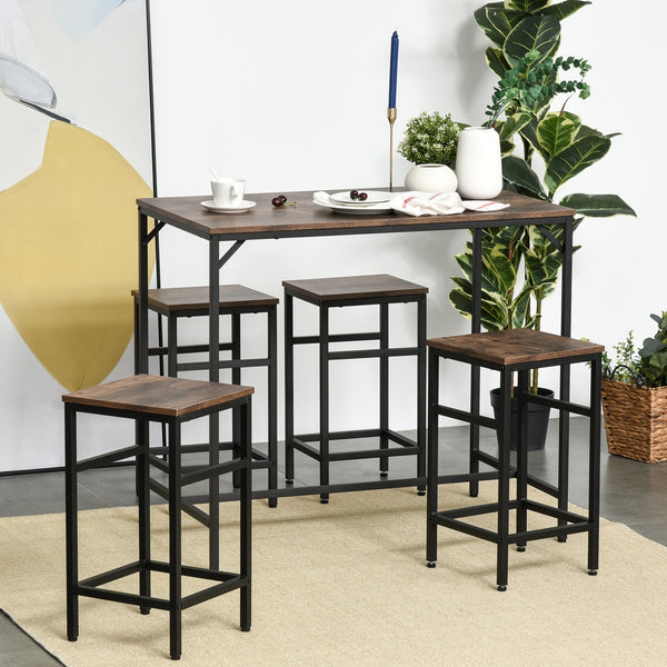 Bartafel met 4 barstoelen vintage industrieel design voor eetkamer