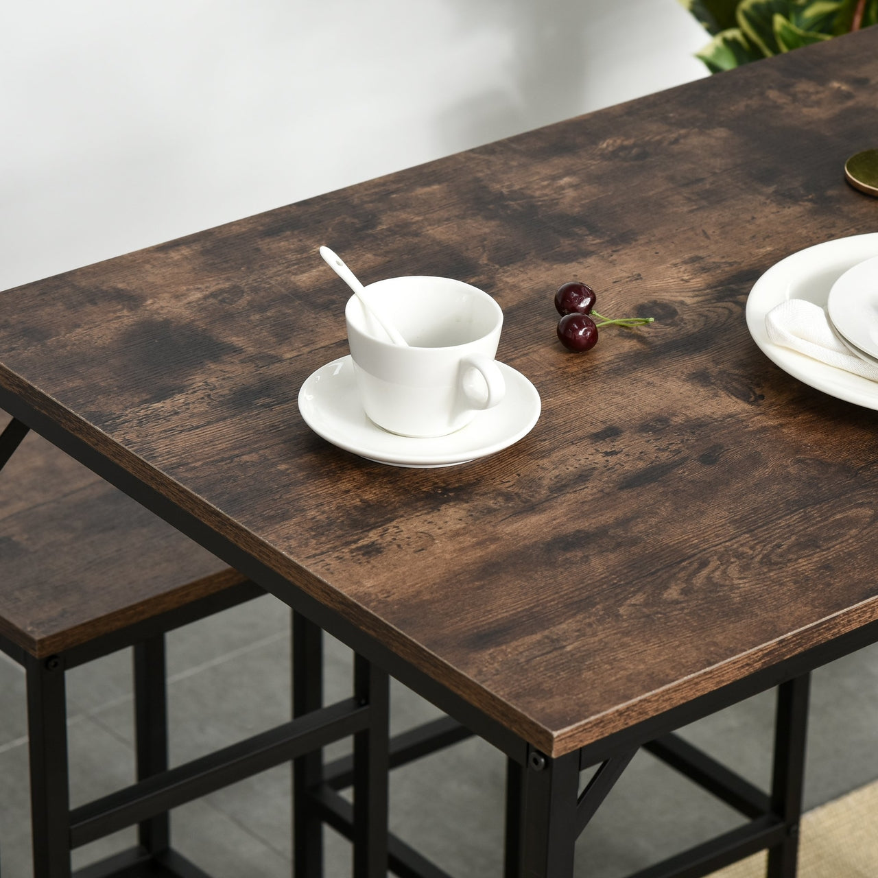 Bartafel met 4 barstoelen vintage industrieel design voor eetkamer