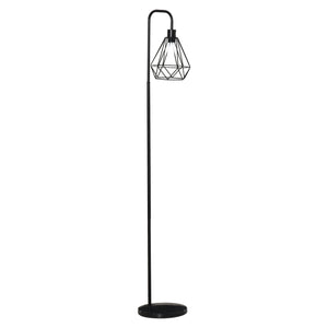 Industriële zwarte vloerlamp ø25x152 cm voor een stijlvolle en robuuste lichtbron met geometrische lampenkap