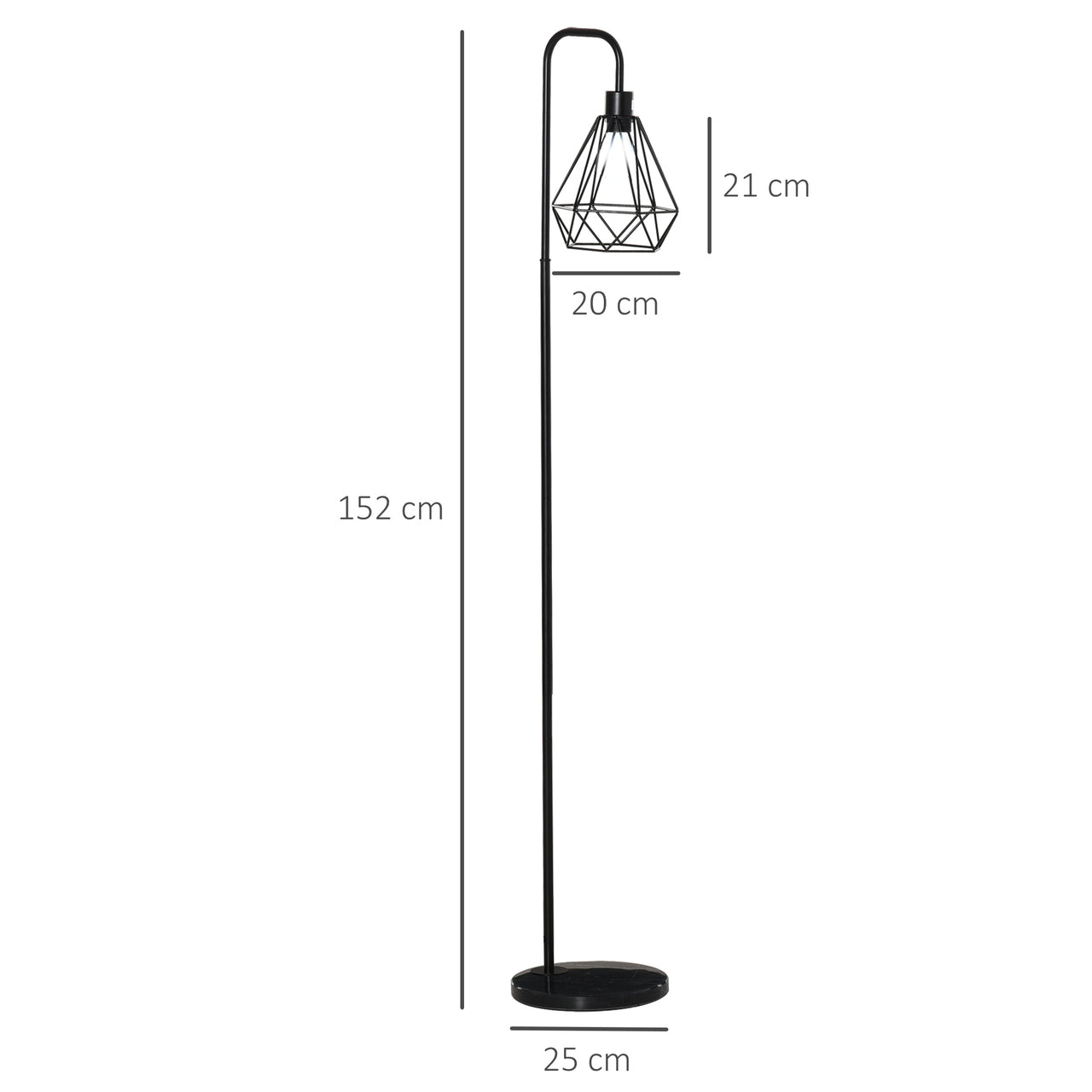 Industriële zwarte vloerlamp ø25x152 cm voor een stijlvolle en robuuste lichtbron