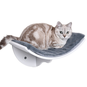 Wit MDF kattenbed met wandmontage en wasbare kussen met zachte pluche voor comfortabel kattenplezier en rust