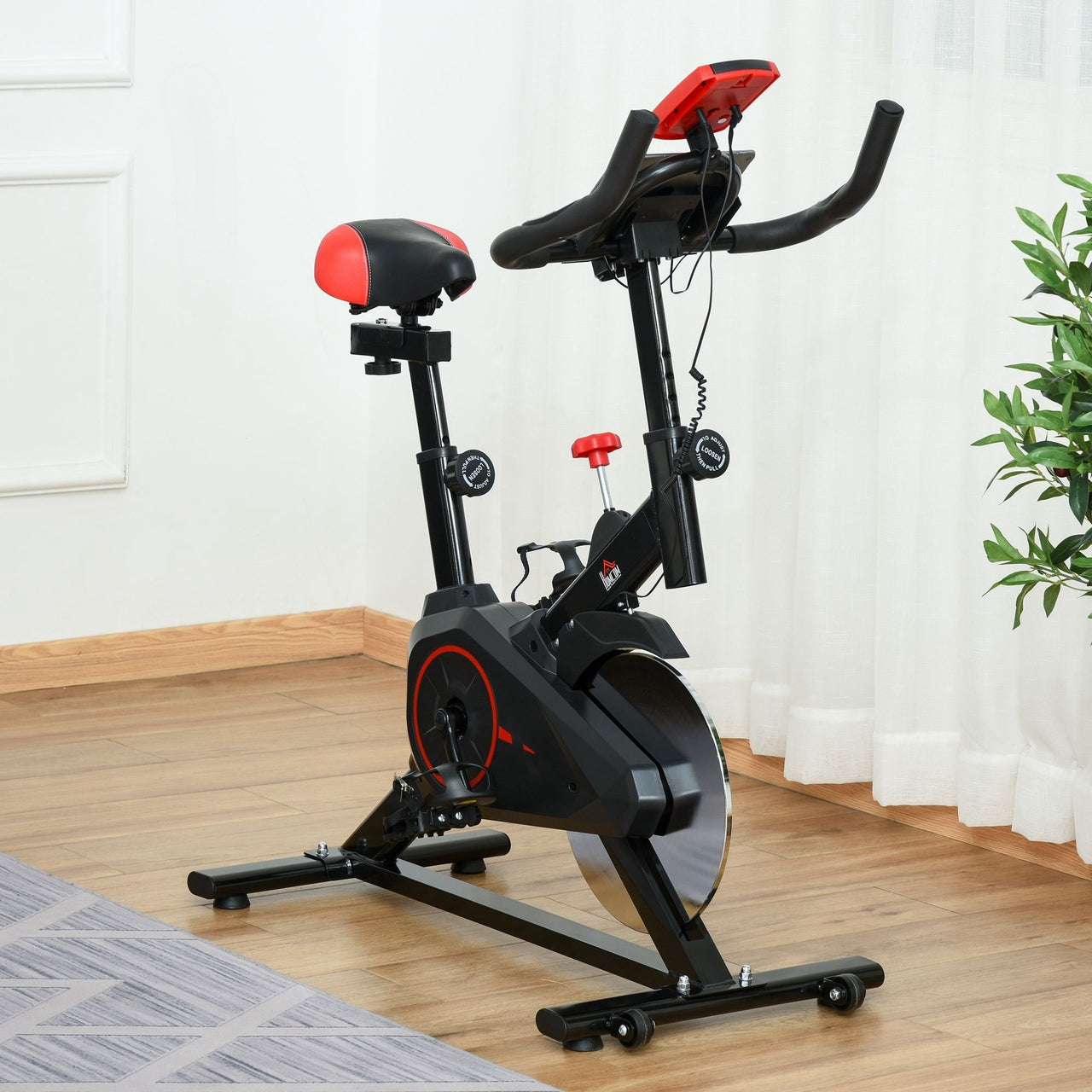 Hometrainer fietstrainer zwart 85x46x114 cm met display voor interactieve training