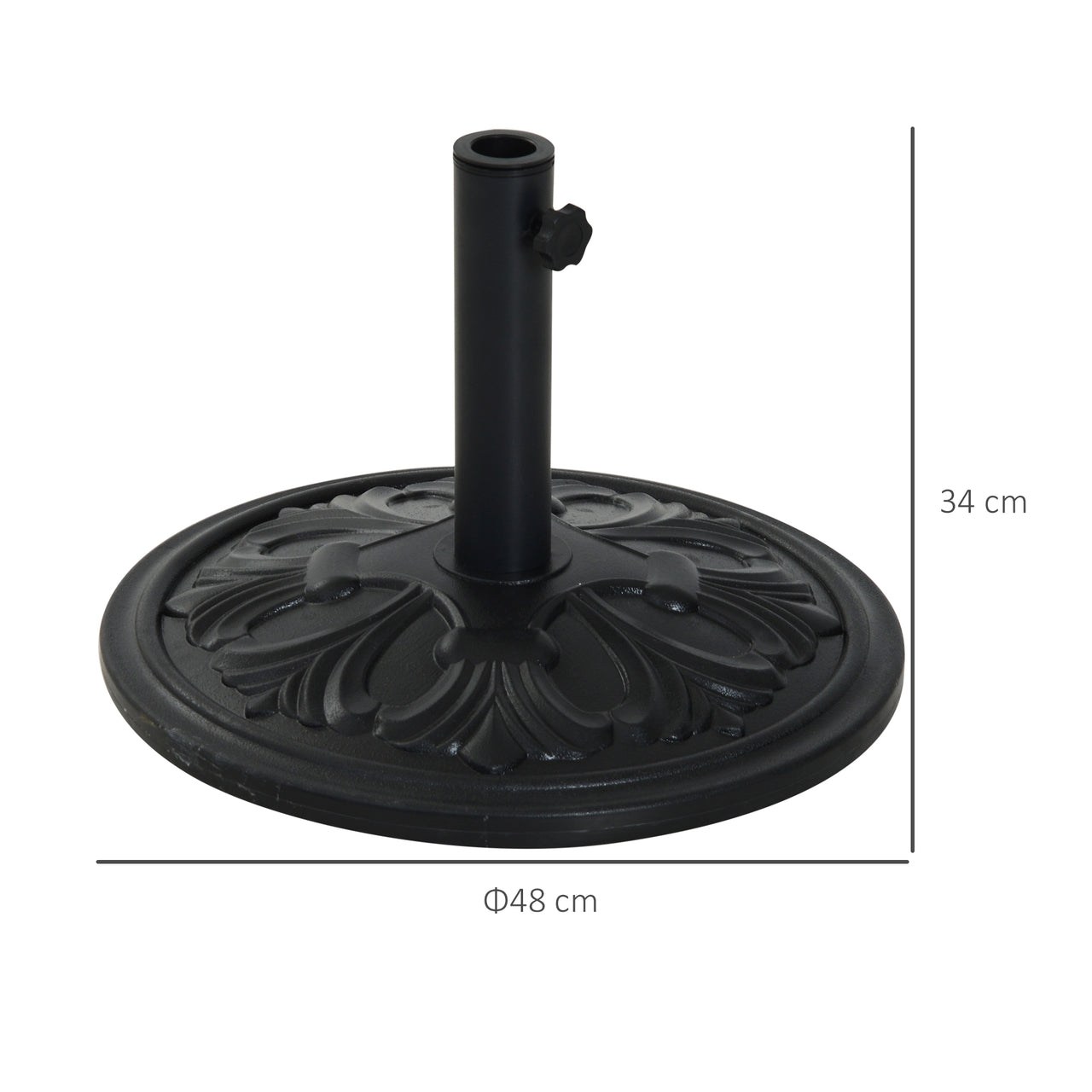 Stevige parasolvoet 13 kg ø48 cm zwart voor compacte en stabiele ondersteuning