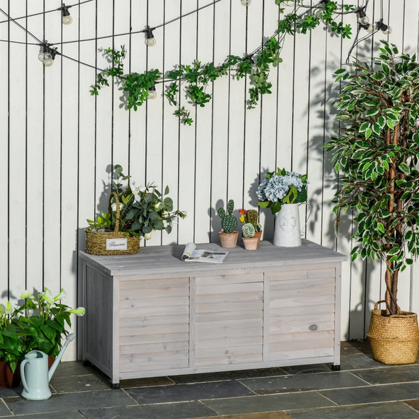 Tuinkist kussenbox 127x56x60 cm grijs hout voor comfort en slimme opslag
